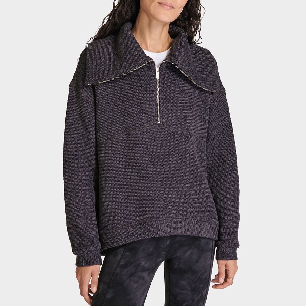 Sweaty Betty Restful Boucle Navy Sweatshirt Collared Sz XL